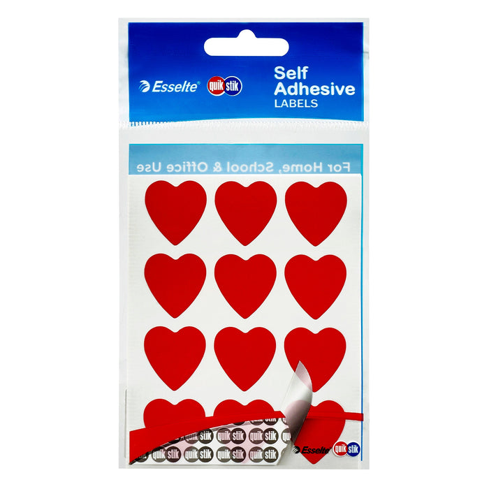 Quikstik Red Heart Labels 22mm AO80375PRED