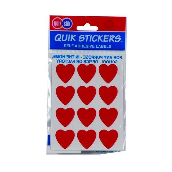 Quikstik Red Heart Labels 22mm AO80375PRED