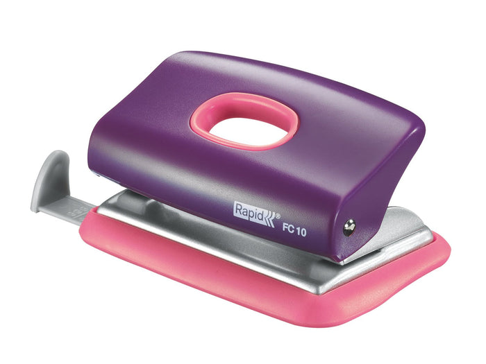 Rapid 10 Sheets 2 Hole Paper Punch (FC10) - Purple/Pink AO5000369