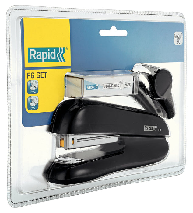 Rapid F6 Stapler Value Pack, 20 Sheet, Half Strip, Black AO5000303