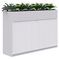 Rapid Planter Tambour Including Artificial Plants, 1200mm x 1800mm, White, With Lock ATAA1800390