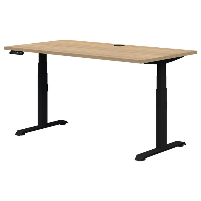 Rapid Premium Electric Desk, Classic Oak/Black, 1500mm x 800mm AT1087-0000251