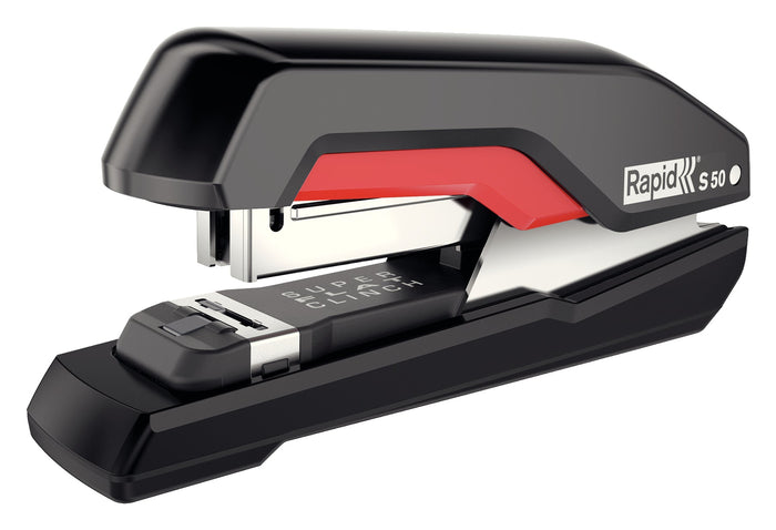 Rapid Stapler S50 Half Strip, Super Flat Clinch, Black/Red, 50 Sheet AO5000544