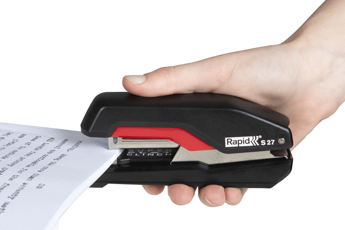 Rapid Supreme S27 Stapler, 30 Sheet, Black/Red, Half Strip AO5000541