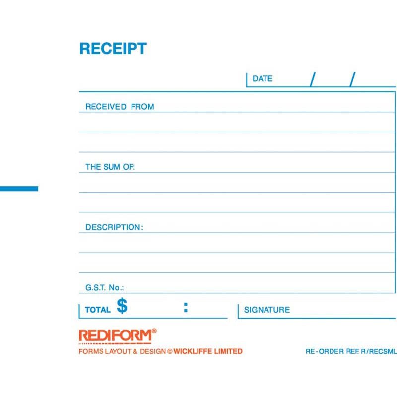Rediform Receipt Book (R/RECSML) | Business Books — Discount Office