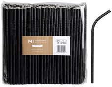 Regular Flexible Paper Straws, Black, 6mm x 200mm, 300gsm, FSC® Mix x 2500 pieces MPH16542