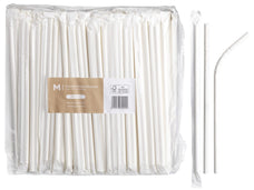 Regular Flexible Paper Straws, Wrapped, White, 6mm x 200mm, 300gsm, FSC® Mix x 2500 pieces MPH16543