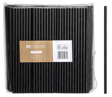 Regular Straight Paper Straws, Black, 6mm x 200mm, 300gsm, FSC® Mix x 2500 pieces MPH16555