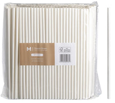 Regular Straight Paper Straws, White, 6mm x 200mm, 300gsm, FSC® Mix x 2500 pieces MPH16550