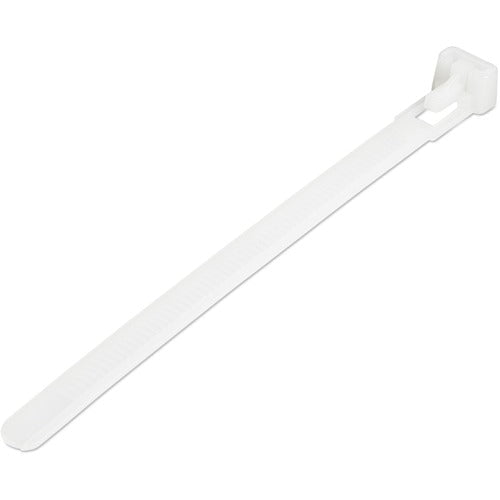 Reusable Cable Ties, Releasable Nylon Ties, 12cm x 7mm, 100 Pack, White, 30mm Bundle Diameter, Tensile Strength, Indoor & Outdoor, CBMZTRB5 IM5139038