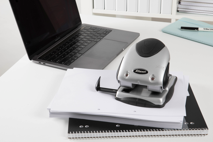 Rexel 40 Sheet Paper Punch, 2 Hole, Silver/Black (P240) AO2100752