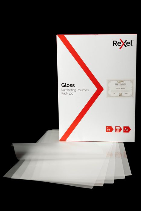 Rexel 75 Micron A3 Laminating Pouch x 100's pack AO41616