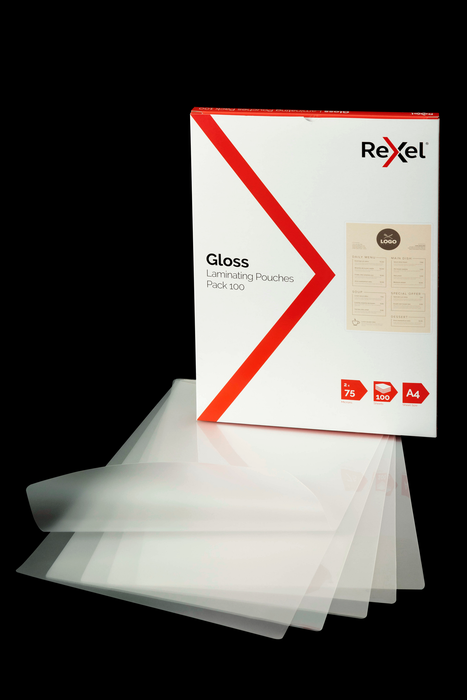 Rexel 75 Micron A4 Laminating Pouch x 100's pack AO41621