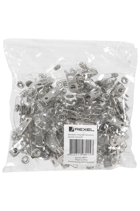 Rexel ID Alligator Clips & Pins, 50's Pack AO98015