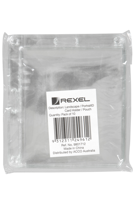 Rexel Id Card Holder Portrait & Landscape 105mm x 90mm, 10 Pack (Holds cards 90mm x 72mm) AO9801712