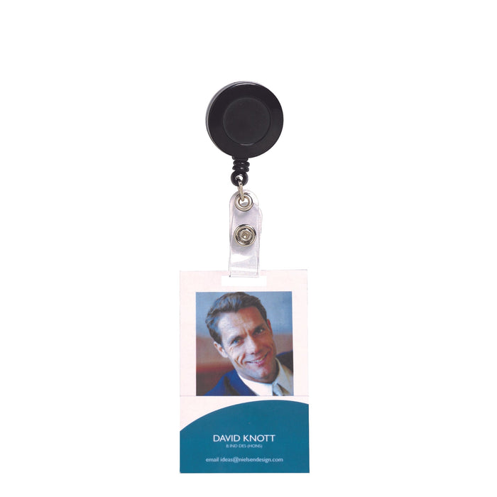 Rexel ID Retractable Card Holder, with Strap, Black AO9810002