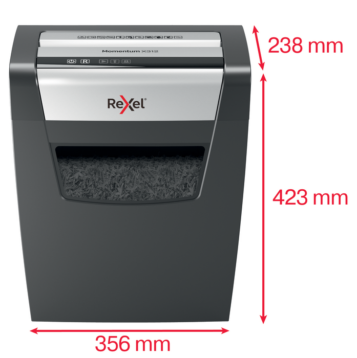 Rexel Momentum X312 Paper Shredder, Cross Cut AO2104572AU