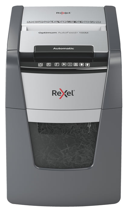 Rexel Optimum 100M Auto Feed + Manual Feed Paper Shredder, Micro Cut AO2020100MAU