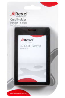 Rexel Portrait Plastic Card Holder, Black, Pack of 6 AO9901002