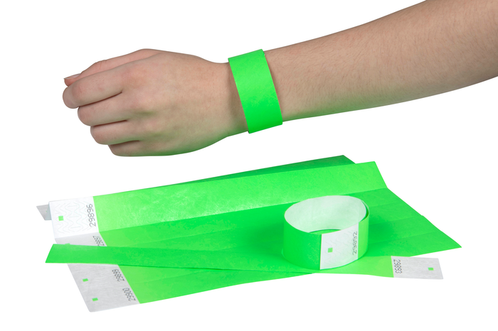 Rexel Serial Number ID Wristbands, Fluoro Green, 100's Pack AO9861104