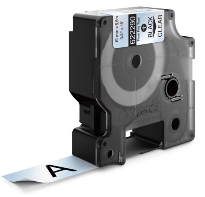 Rhino Permanent Polyester (PET) Tape 19mm Black On Clear (622290) DSDY622290