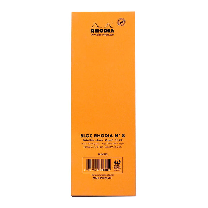 Rhodia Bloc Pad No. 8 Shopping Lined Orange Notepad FPC8600C