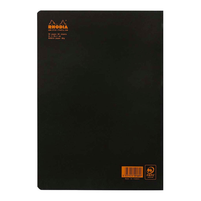 Rhodia Classic Notebook Stapled A4 Lined Black FPC119169C