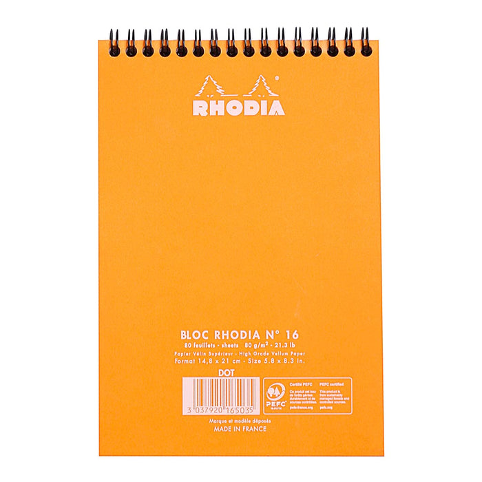 Rhodia Classic Notepad Spiral A5 Dotted Orange FPC16503C