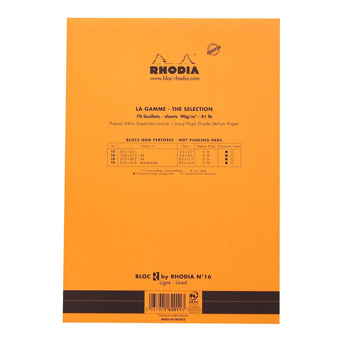 Rhodia le R Pad No. 16 A5 Lined Orange FPC162011C