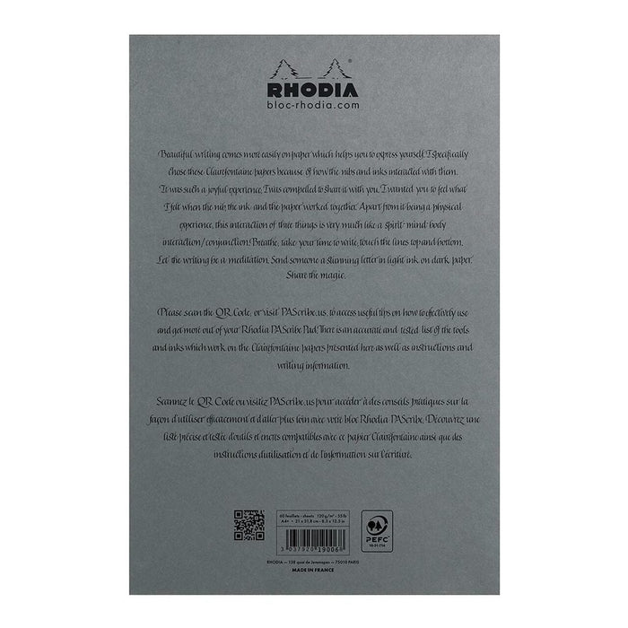 Rhodia PAScribe Calligraphy Maya Grey Pad A4+ Lined FPC19006C