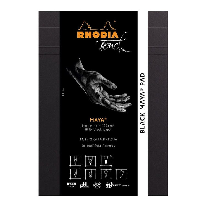 Rhodia Touch Maya Black Pad A5 Blank FPC116110C