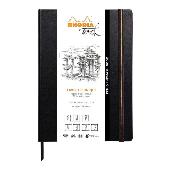Rhodia Touch Pen and Inkwash Book A4 Portrait Blank FPC116128C
