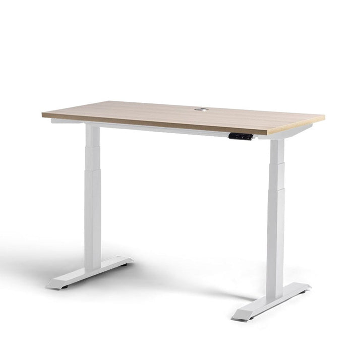 Rise 1200mm x 600mm Electric Height Adjustable Desk – White / Autumn Oak MG_RISEL_12_W_AO