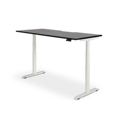 Rise 1600mm x 800mm Electric Height Adjustable Desk – White / Black Woodgrain MG_RISEL_16_W_BW
