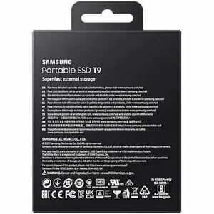 Samsung T9 2 TB Portable Solid State Drive - External - Black - Desktop PC, Notebook, Tablet, Gaming Console, Smart TV, Camera Device Supported - USB 3.2 (Gen 2) - 2000 MB/s Maximum Read Transfer Rate - 256-bit AES Encryption Standard - 5 Year Warranty IM6047444