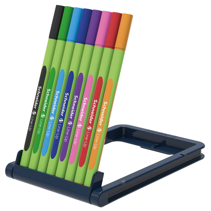 Schneider Fineliner Line-Up 0.4mm Assorted Colours Pens with Pencil Case Stand - Set of 8 CXS191098
