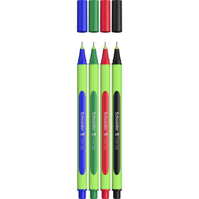Schneider Fineliner Line-Up 0.4mm Pens - Set of 4 Assorted Colours with Wallet CXS191094