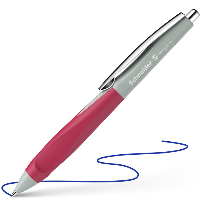 Schneider Haptify Ballpoint Pen, Medium, Blue Ink, Sage Grey/Magenta CX1000985