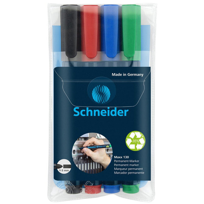 Schneider Maxx 130 Permanent Markers - Assorted Colours 4's pack CXS113094