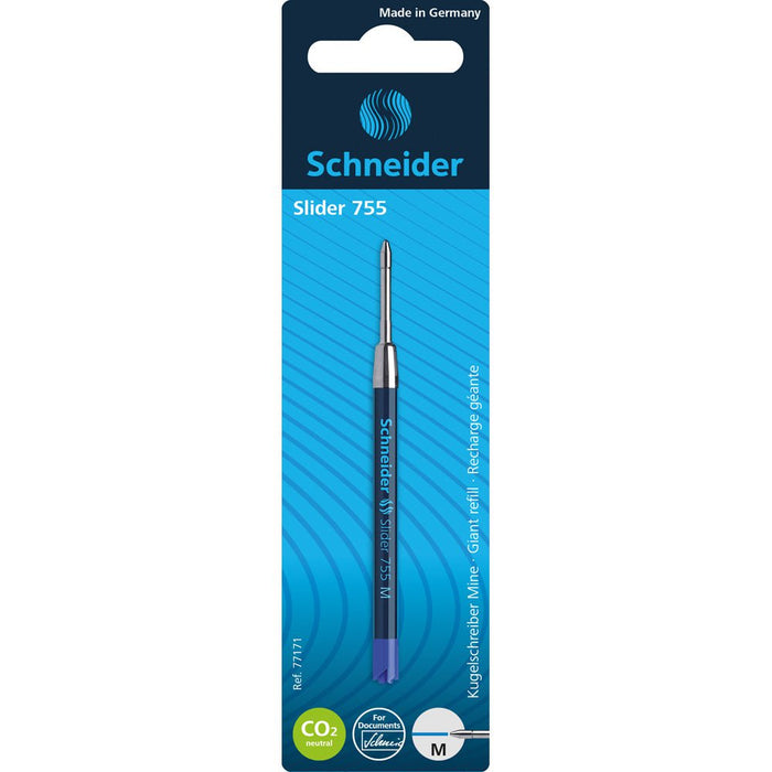 Schneider Pen Refill Ballpoint 755 Medium Blue, Fits Parker CXS77171