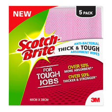Scotch-Brite Anti-Bacterial Thick & Tough Absorbent Wipes 5's Pack FP10205