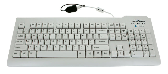 Seal Shield Silver Seal Medical Grade Keyboard, Waterproof, Antimicrobial, 104 Keys, IP68, USB, White SKKBSSWKSV207