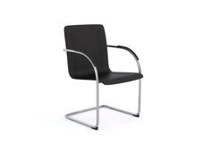 Knight's Matrix Visitor Chair, Black Leatherette Finish, Assembled