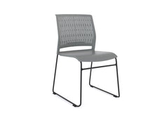 Knight's Stax Stackable Chair, Perforated Patterned Backrest, Grey