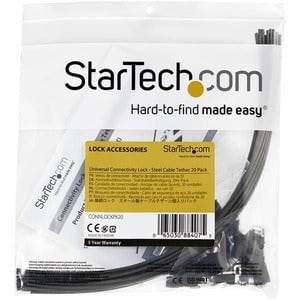 Security Tether Cables - Steel - Adjustable - 20 Pack Universal Cable and Adapter Tethers - Heat Shrink Covers (CONNLOCKPK20) IM4875211