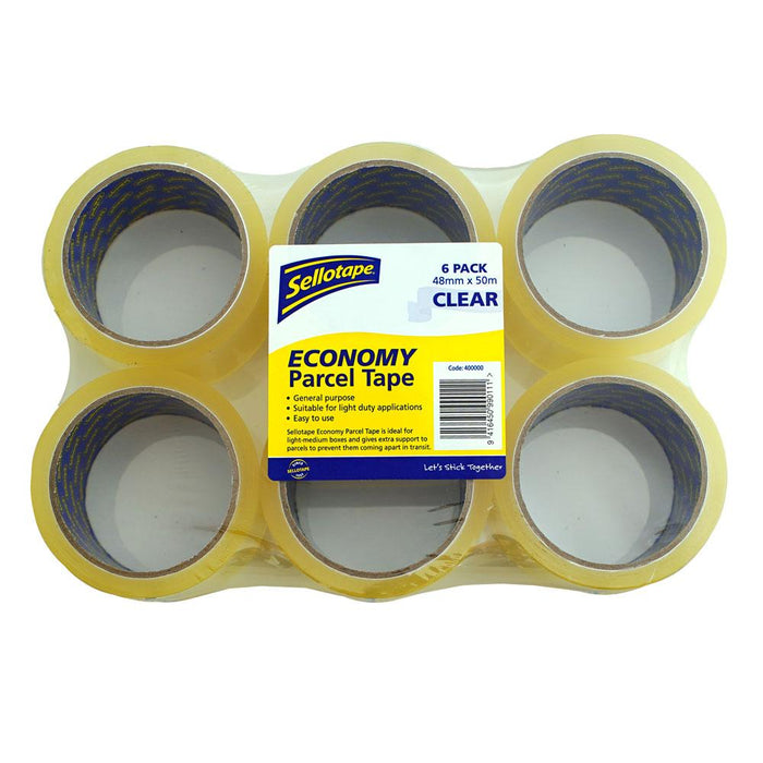Sellotape Clear Parcel Tape 48mm x 50mt x 6's Pack CX400000