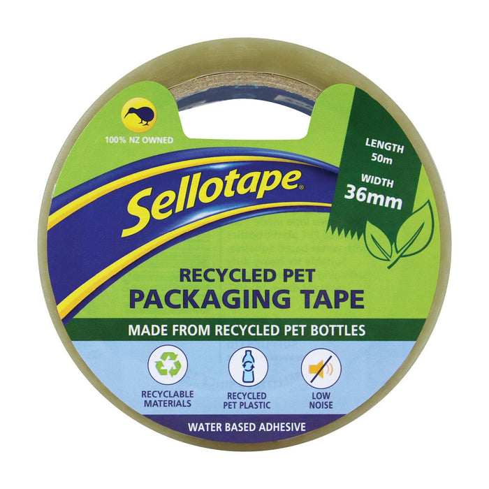 Sellotape Recycled PET Packaging Tape Low Noise 36mm x 50m CX909135