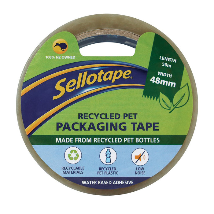 Sellotape Recycled PET Packaging Tape Low Noise 48mm x 50m CX909136