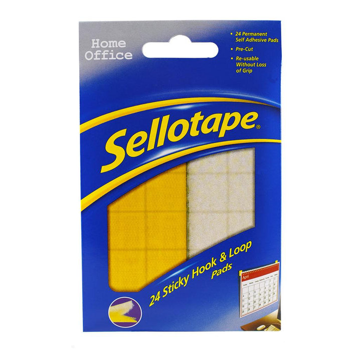 Sellotape Sticky Hook & Loop Pads Permanent 20mm 24 Pack CX1445176