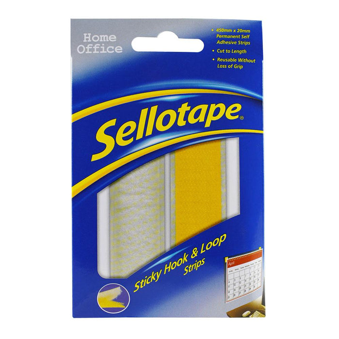 Sellotape Sticky Hook & Loop Strip Permanent 20mm x 450mm CX1445183